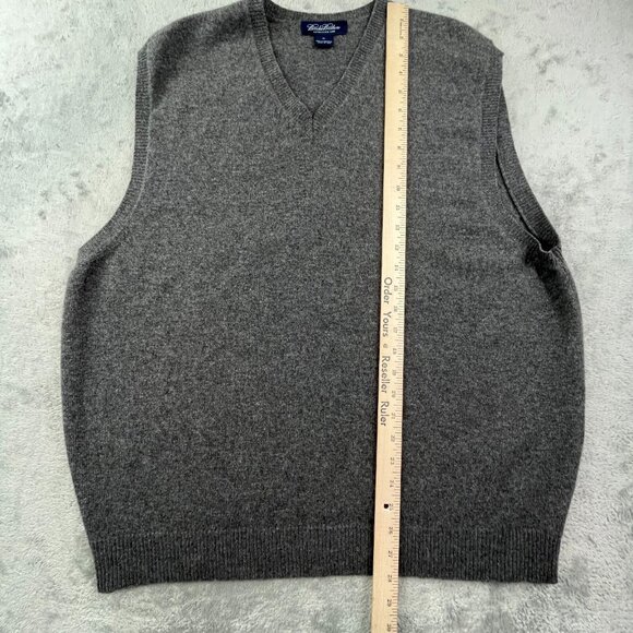 VTG Brooks Brothers Sweater Vest Mens XL Grey Scottish Lambswool USA Made V Neck - Picture 4 of 9